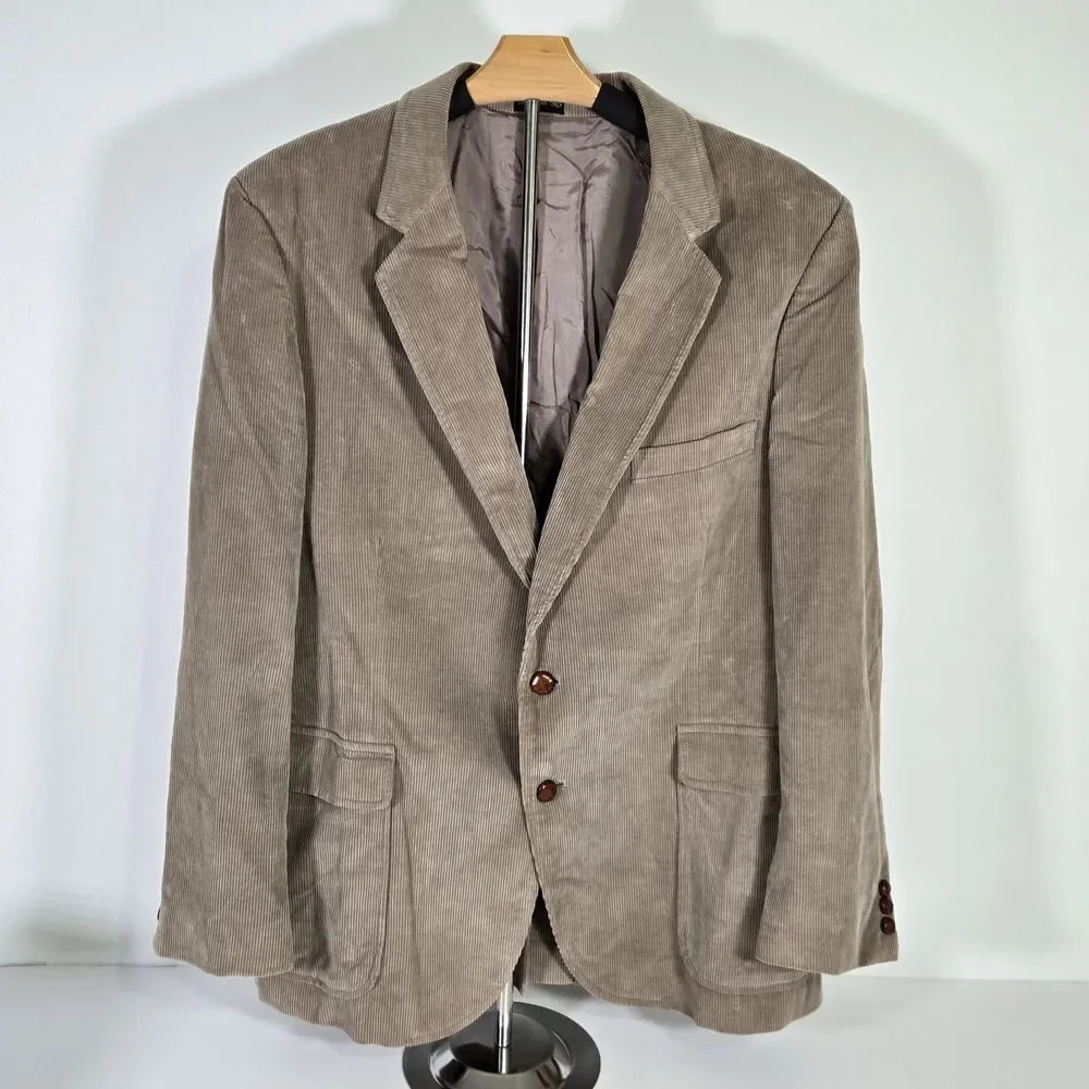 Vintage Jordache Mens‎ 46R Corduroy Sport Coat Blazer Brown Jacket